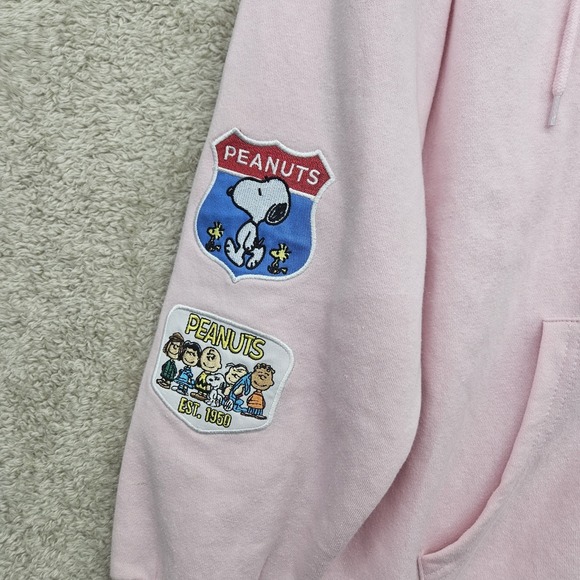 Peanuts Snoopy Full Zip Hoodie Womens Medium Pink Woodstock Sweatshirt Y2K Style - Picture 8 of 14